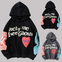 2021 Harajuku Weirdo napis Graffiti bluzy z nadrukiem mężczyźni Lucky Me widzę duchy męskie bluza z kapturem bluza polarowa Streetwear 3